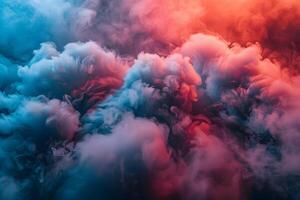 Vivid Smoke Clouds in Blue and Red for Abstract Design and Background Use photo