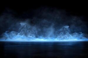 Mystical Blue Fog Over Water Creating Ethereal Atmosphere for Abstract Design photo