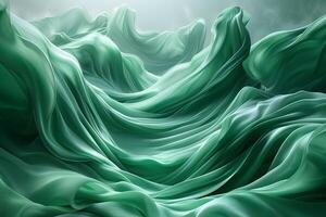 Flowing Green Silk Waves Creating Ethereal Abstract Landscape for Modern Decor and Design photo