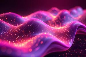 Abstract Neon Waves with Glowing Particles - Futuristic Background Design photo