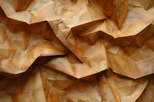 Abstract Crumpled Paper Texture in Warm Earth Tones for Artistic Background or Design photo