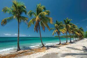 Tropical Beach Paradise with Palm Trees and Turquoise Waters photo