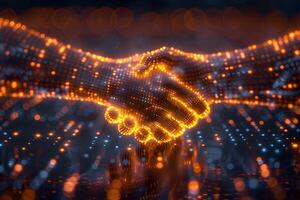 Digital Partnership and Innovation Futuristic Technology Concept with Virtual Handshake photo
