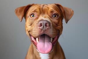 Joyful Brown Dog with Happy Expression and Playful Tongue Out Mood photo