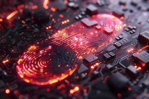High-Tech Circuit Board with Digital Fingerprint Security for Data Protection photo