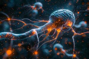 Neural Network Visualization Vibrant Digital Illustration for Educational and Scientific Use photo