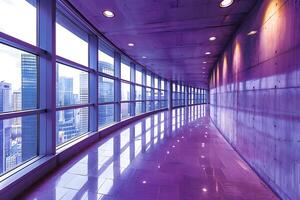 Modern Urban Architecture and Design in Vibrant Purple Corridor photo