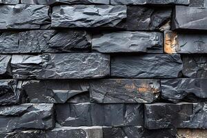 Textured Stone Wall with Slate Bricks for Architectural and Design Background photo