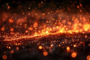 Sparkling Orange Bokeh Lights Background for Festive and Event Design photo