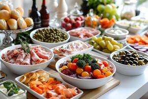 Exquisite Brunch Spread with Fresh Meats, Vegetables, and Fruits for Entertaining photo