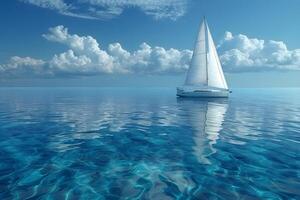 Serenity on the Ocean Sailboat on Clear Blue Waters for Travel and Leisure photo