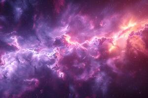 Stunning Purple and Pink Nebula with Electric Energy - Cosmic Design for Science and Space Enthusiasts photo