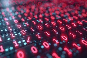 Binary Code in Red and Blue - Futuristic Digital Data Concept for Technology Background photo