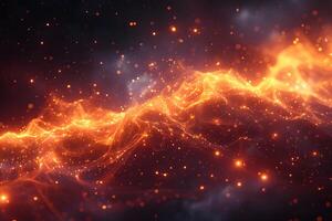 Fiery Abstract Wave with Glowing Particles for Dynamic Design Elements photo