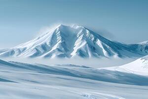 Majestic Snow-Covered Mountain Peaks in Serene Winter Landscape photo