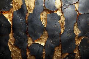 Abstract Gold and Black Texture - Luxurious Crackle Design for Art Print or Card photo