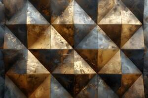 Geometric Abstract Art Metallic Gold and Bronze Triangular Pattern Design photo