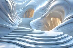Futuristic Abstract Architecture with Curved Staircase for Modern Design and Conceptual Art photo