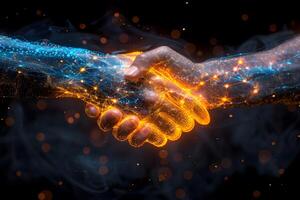 Futuristic Digital Handshake Concept for Technology and Innovation in Networking photo