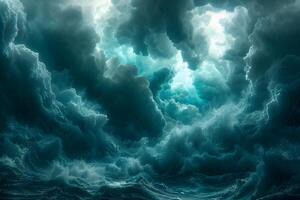 Dramatic Stormy Ocean Scene with Majestic Cloud Formations for Atmospheric Art photo