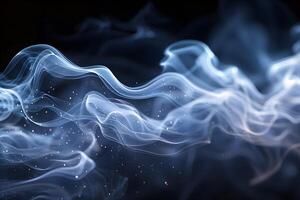Ethereal Swirls of Blue Smoke with Sparkling Dust Particles for Abstract Art and Design photo