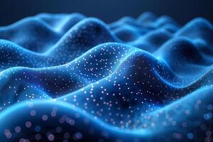 Abstract Digital Waveform with Glowing Blue Particles for Technology and Design photo