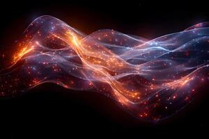 Abstract Digital Waveform with Glowing Particles for Futuristic Design and Technology Art photo