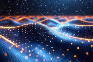Futuristic Digital Wave with Glowing Data Points for Tech Innovation Design photo