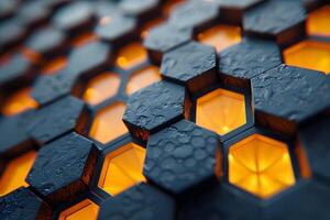 Abstract Honeycomb Design with Illuminated Hexagonal Patterns for Modern Art and Decor photo