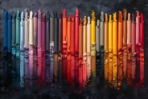 Vibrant Textured Color Palette with Crayons for Artistic Expression and Design photo