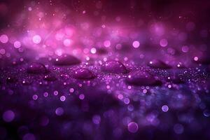 Vibrant Abstract Background with Sparkling Drops and Bokeh Lights in Purple Tones photo