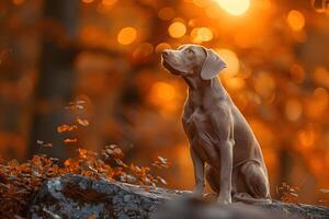 Golden Autumn Afternoon with a Thoughtful Dog in Nature photo