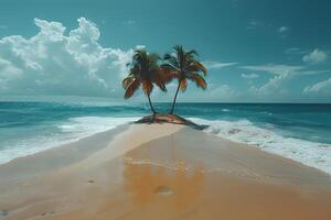 Tranquil Tropical Getaway with Palm Trees on Sandy Beach - Perfect for Posters and Cards photo