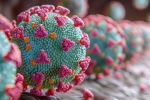 Detailed 3D Visualization of Virus Structure with Spiked Surface Proteins photo