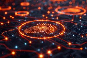 Futuristic Digital Fingerprint Technology for Cybersecurity and Data Protection photo