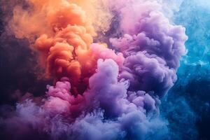 Vivid Abstract Smoke Swirls in Multi-Color Gradient for Artistic Background Design photo
