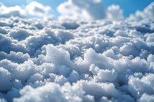 Glittering Snowy Landscape Under Clear Blue Sky for Winter Design and Nature Concepts photo