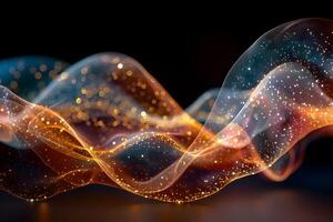 Abstract Digital Wave with Glowing Particles for Technology Design photo