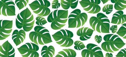 A pattern of green leaves on a white background vector