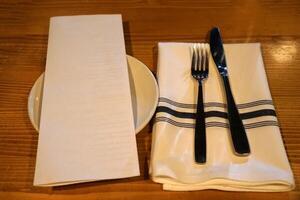 Close up table setting and arrangement in European style photo