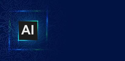 Artificial intelligence background blue, with glowing line editable vector