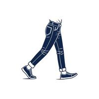 A man walking in jeans and sneakers vector