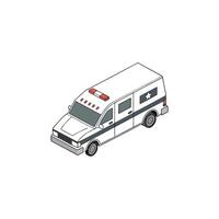 An ambulance is shown in an isometric style vector