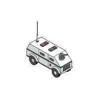 An illustration of a vehicle with a gun on top vector