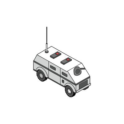 An illustration of a vehicle with a gun on top