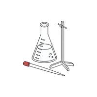 A laboratory flask and a test tube with a stick vector