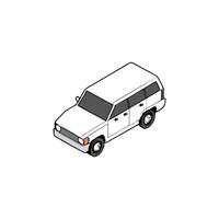 A white van is shown in an isometric drawing vector