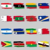 Brush stroke with flags of the world vector