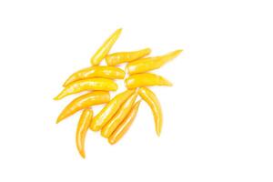 A group of yellow peppers on a white background photo