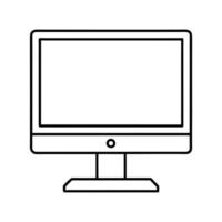 Desktop Computer Monitor with Stand - Minimalist Line Art Design for Office and Tech Graphics vector
